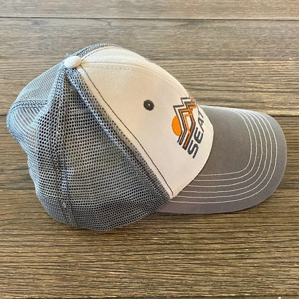 Seattle Trucker Hat Cap Snap Back Gray Tan NEW City Washington Vintage Inspired